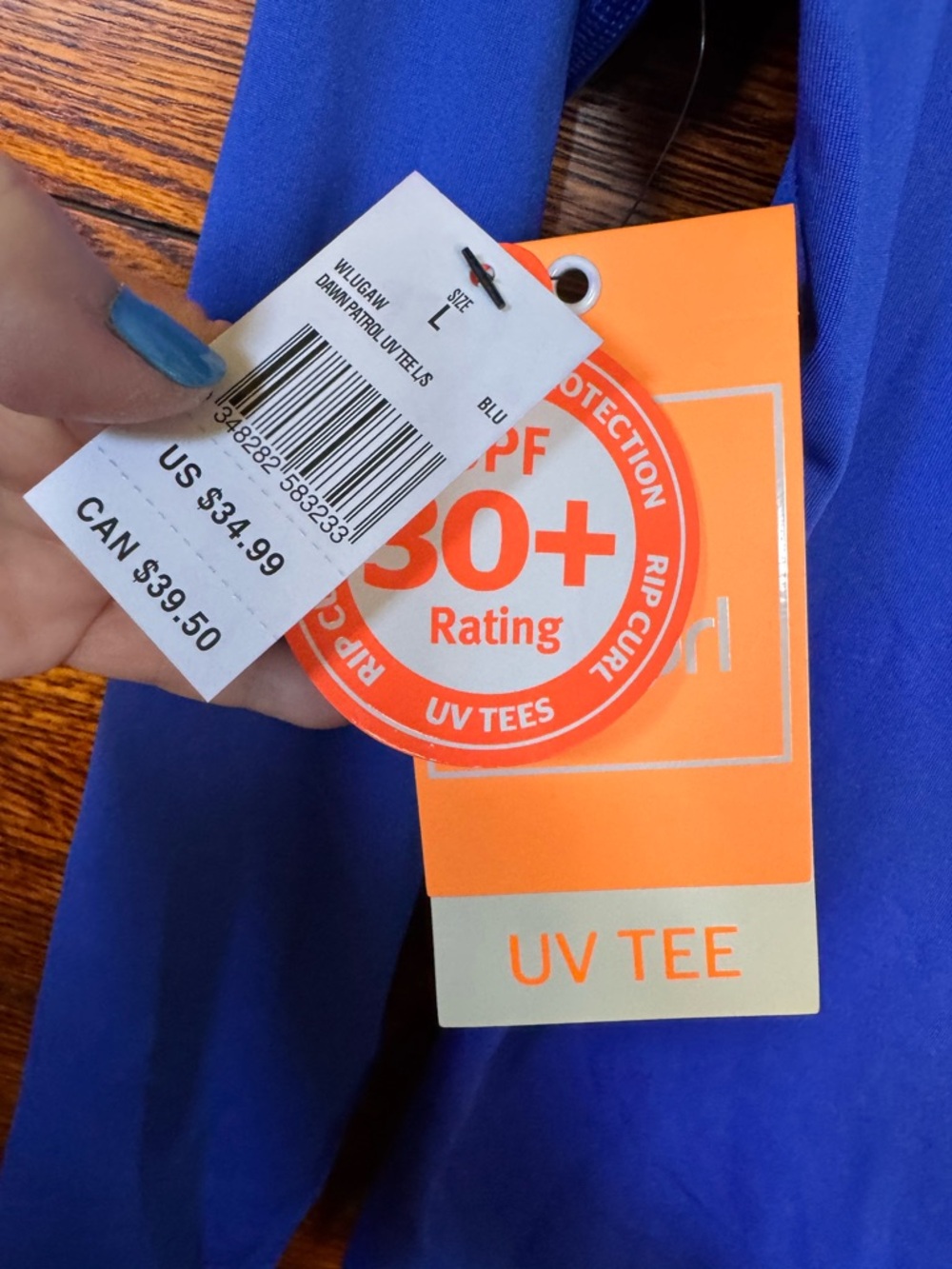 Rip Curl Royal Blue Long Sleeve Swim Shirt - Picture 4 of 4